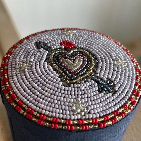 Anthropologie Fortune Heart Beaded Lidded Jewelry Box. - Picture 3 of 9
